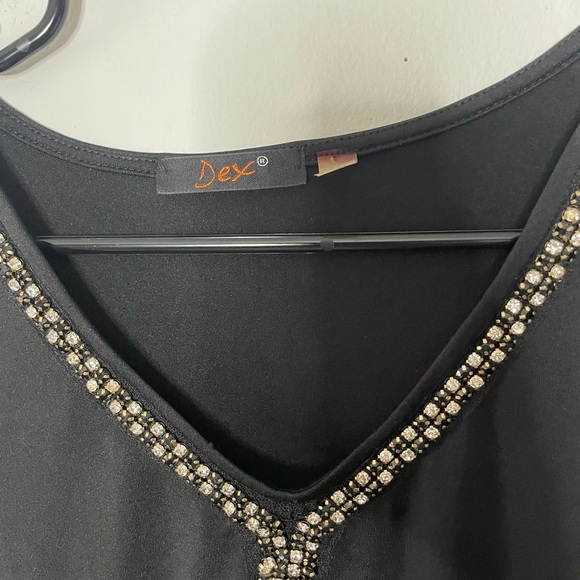 Vtg Dex Black Mini Dress with Silver Detailing - Picture 4 of 7